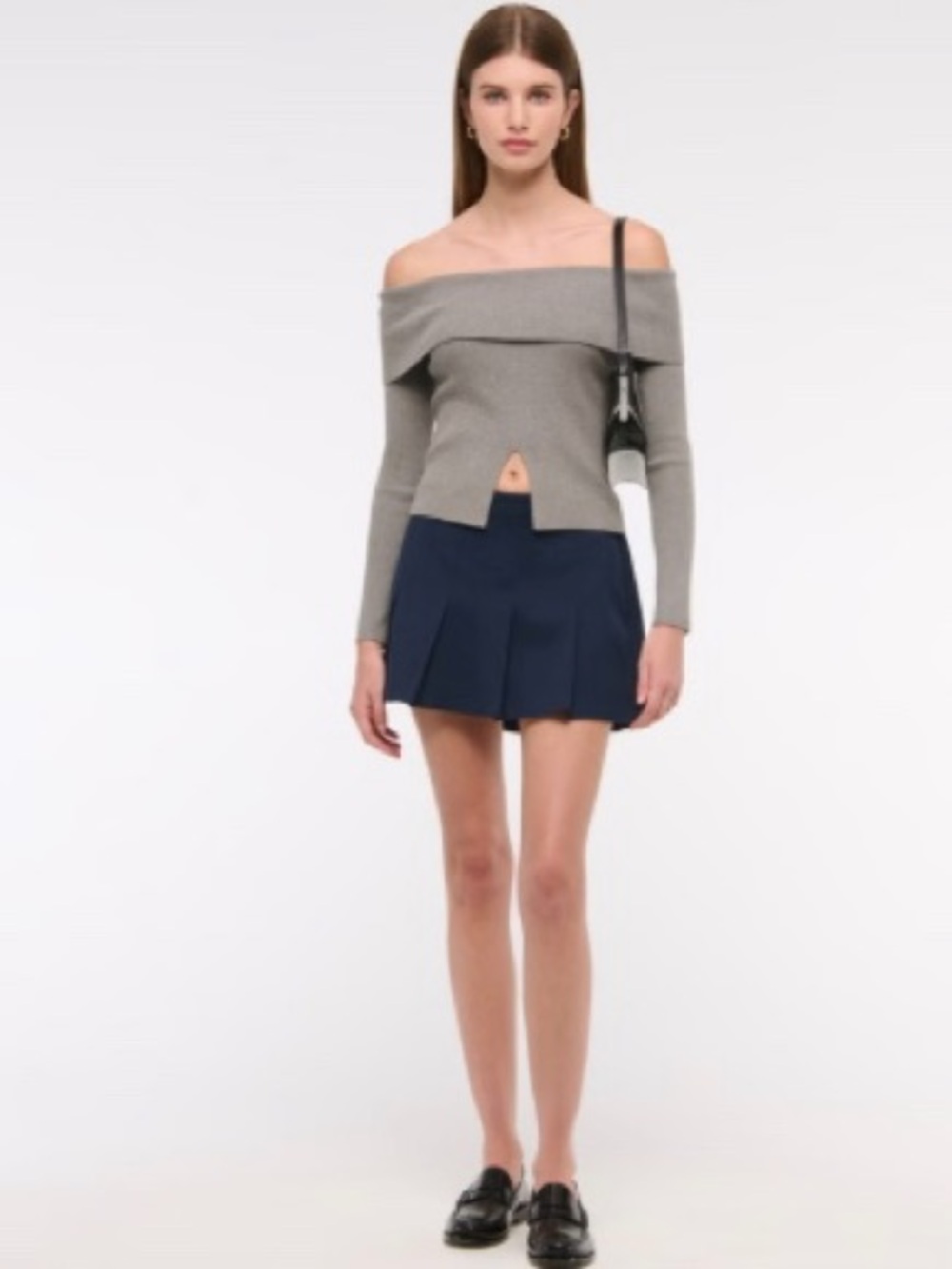 Abercrombie & Fitch‎ XS Black Mid Rise Pleated Mini Skort Preppy Academia